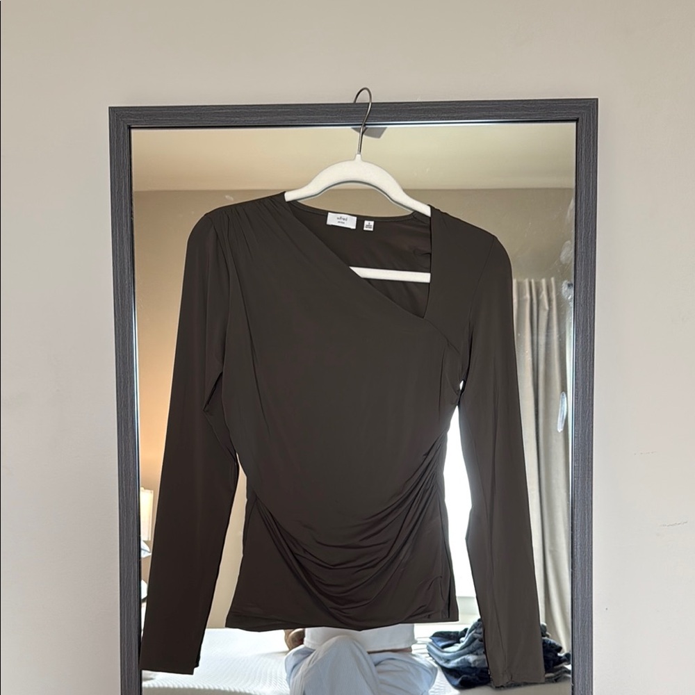 Wilfred Black Asymmetrical Ruched Blouse